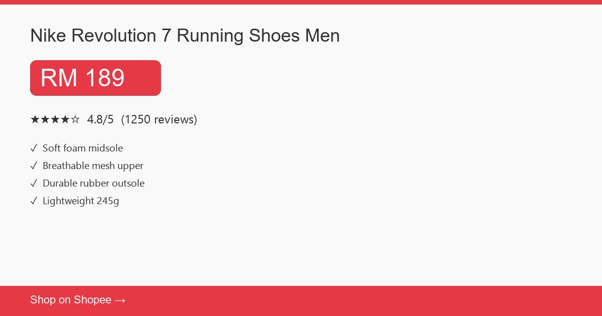 Nike Revolution 7 Running Shoes Malaysia Review 2026