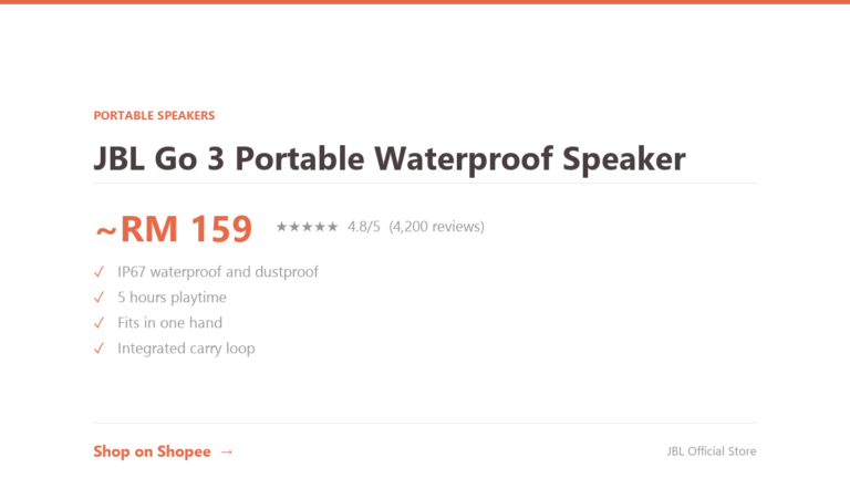 JBL Go 3 Portable Waterproof Speaker