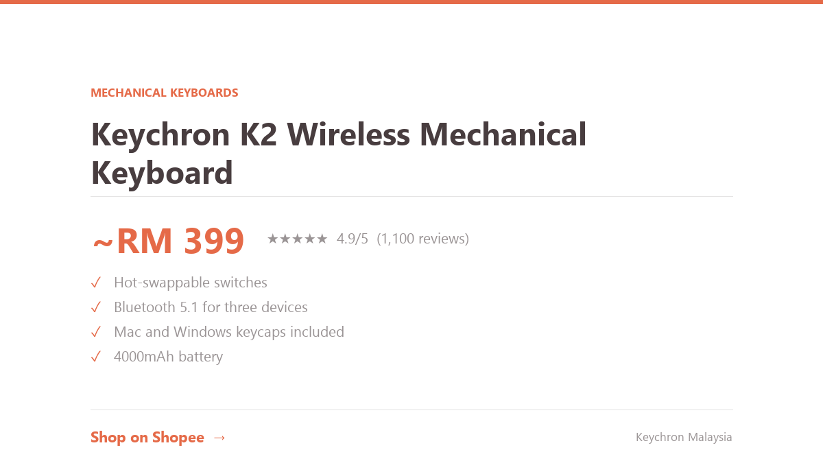 Keychron K2 Wireless Mechanical Keyboard Review Malaysia 2026