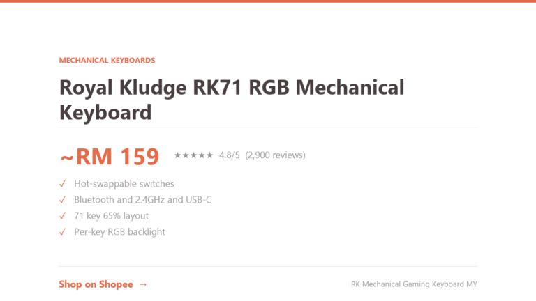 Royal Kludge RK71 RGB Mechanical Keyboard