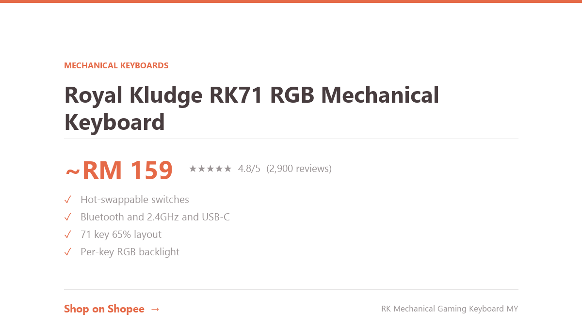 Royal Kludge RK71 RGB Mechanical Keyboard Review Malaysia 2026